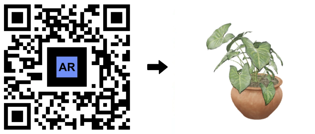 3D model rostliny Philodendron AR QR kód
