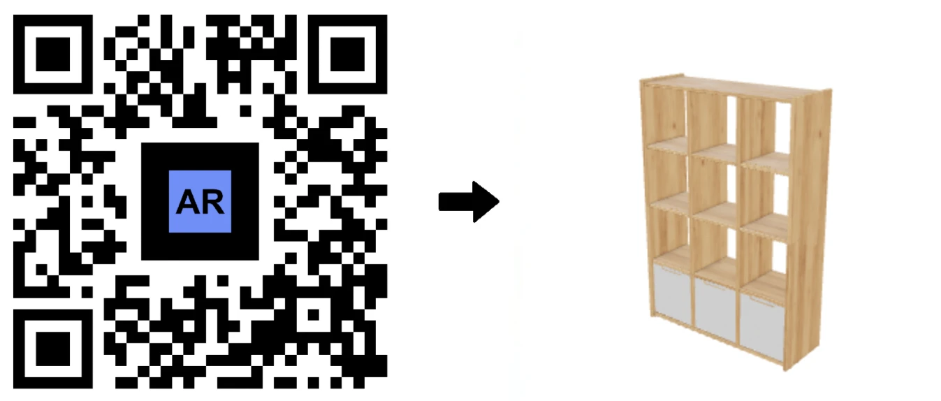 AR Code raft de afișaj din lemn