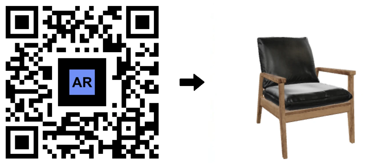 AR Code scaun de lemn modern 3D