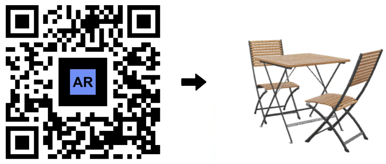 Buitentafel en stoelen set 3D AR