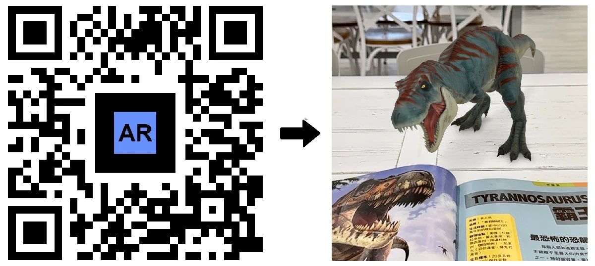 AR QR kod za dinosaura treksa