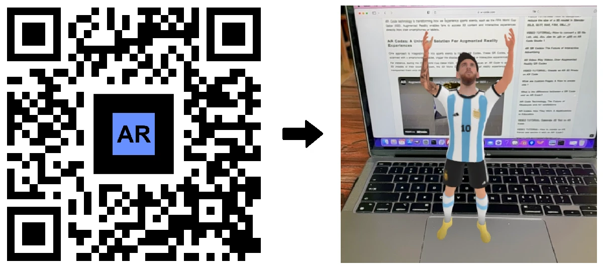 AR QR Code d'un joueur de football 3D