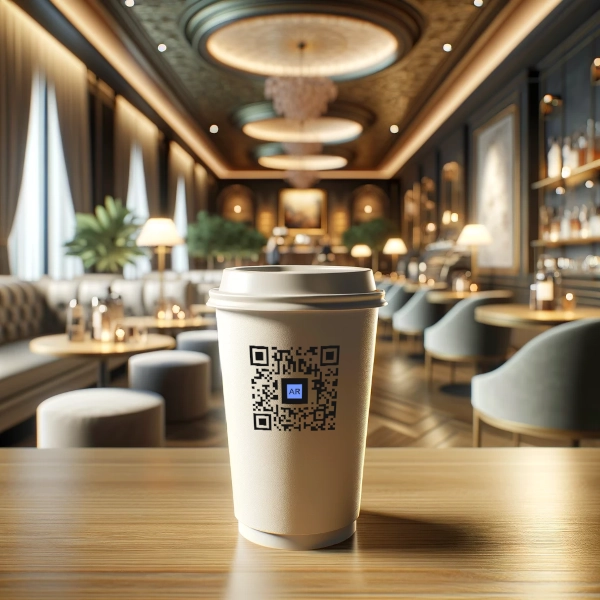 Taza de café con diseño de envase de AR Code