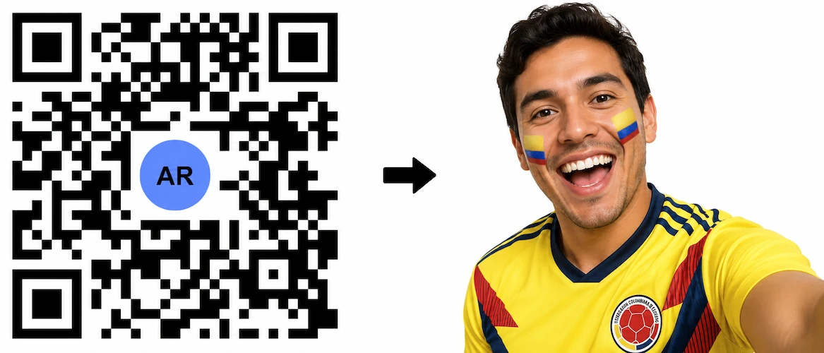 Scan the Colombia AR QR Code to launch the AR Face Filter showing the Colombian flag on both cheeks