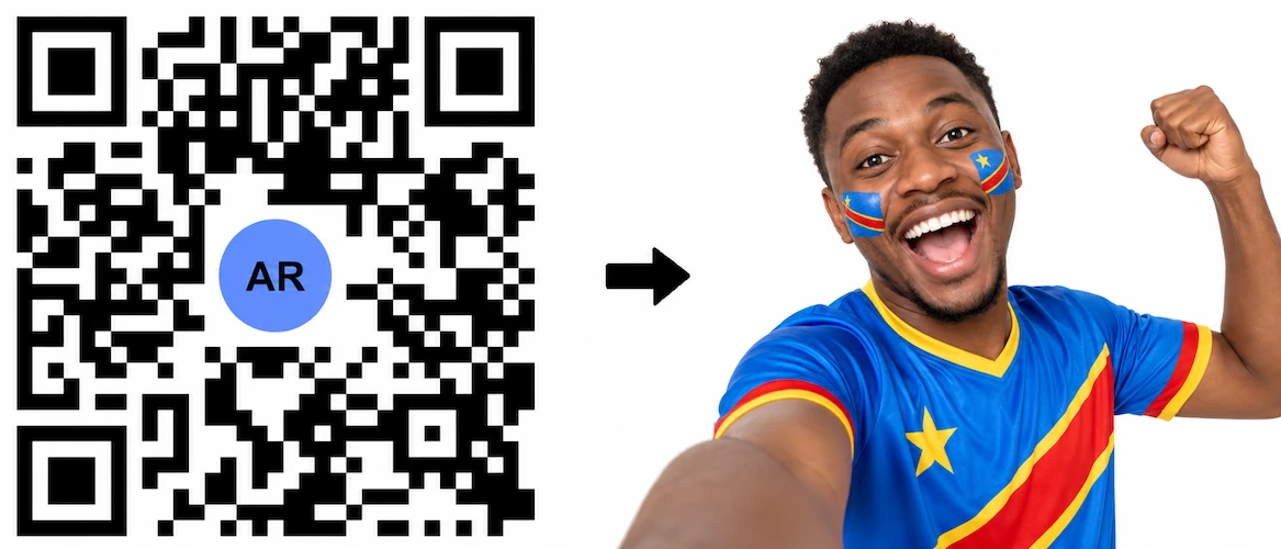 Scan the DR Congo AR QR Code to launch the AR Face Filter showing the Congolese flag on both cheeks