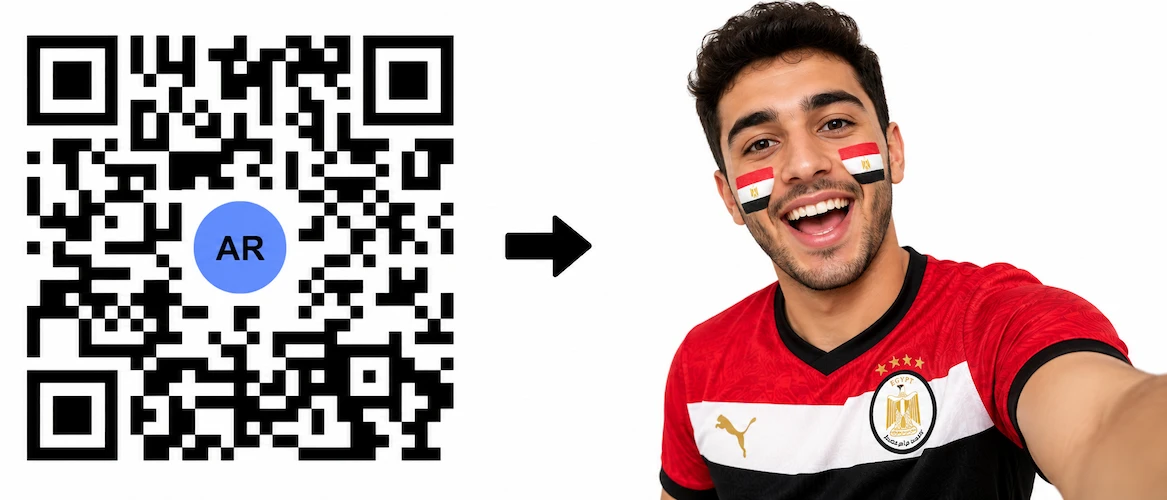Scan the Egypt AR QR Code to launch the AR Face Filter showing the Egyptian flag on both cheeks