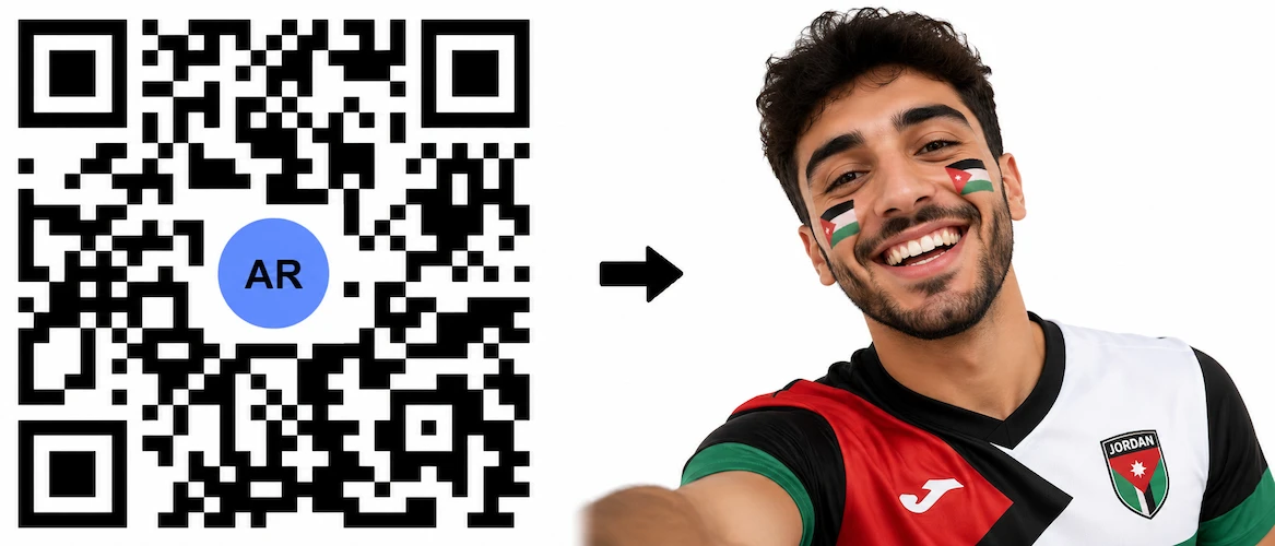 Scan the Jordan AR QR Code to launch the AR Face Filter showing the Jordanian flag on both cheeks