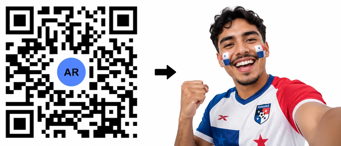 Scan the Panama AR QR Code to launch the AR Face Filter showing the Panamanian flag on both cheeks