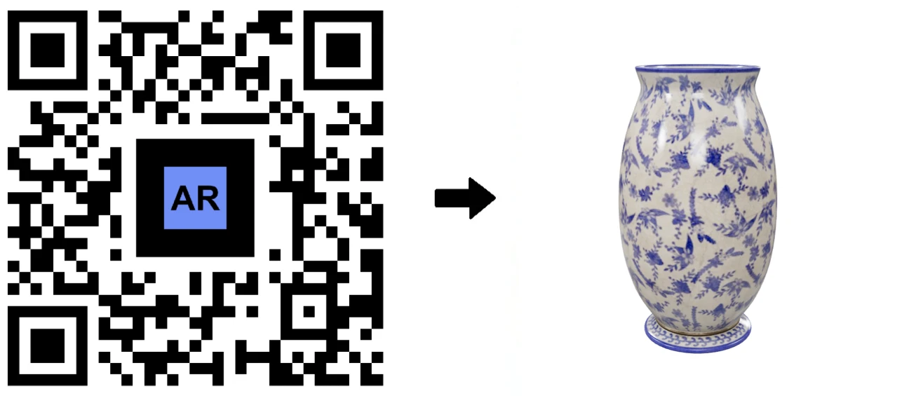 Antique Ceramic Vase 3D Model with Augmented Reality Code