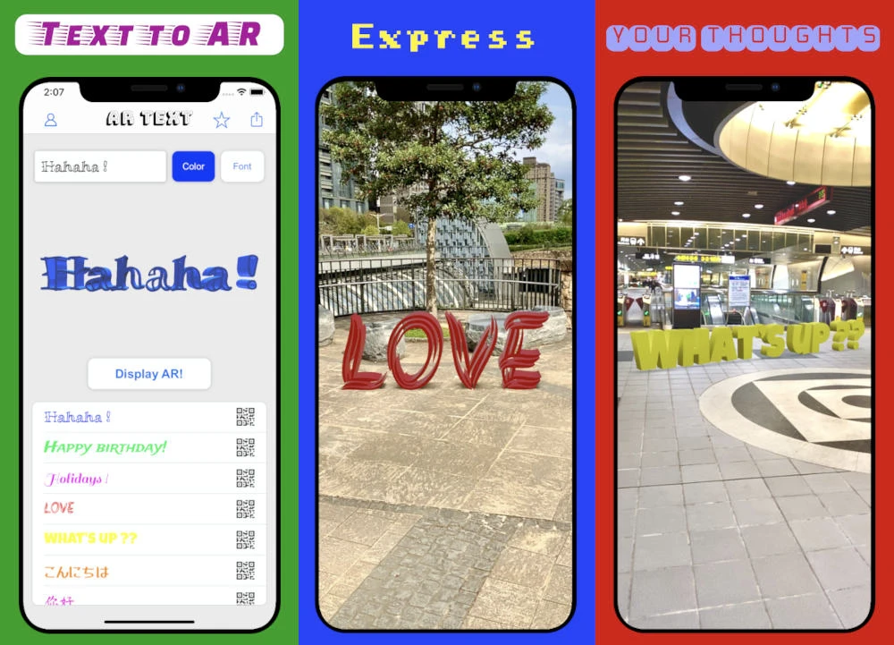 ar text 3d mobile app