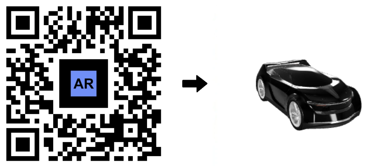 Auto conceptual negro en 3D con código AR